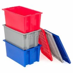 Discount 🛒 Global Industrial™ Stack and Nest Storage Container SNT200 No Lid 19-1/2 x 13-1/2 x 8, Gray - Pkg Qty 6 👍 -Containers shop 752431GY 11