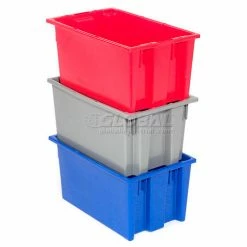 Discount 🛒 Global Industrial™ Stack and Nest Storage Container SNT200 No Lid 19-1/2 x 13-1/2 x 8, Gray - Pkg Qty 6 👍 -Containers shop 752431GY 12