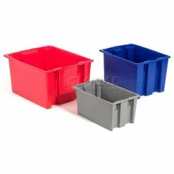 Discount 🛒 Global Industrial™ Stack and Nest Storage Container SNT200 No Lid 19-1/2 x 13-1/2 x 8, Gray - Pkg Qty 6 👍 -Containers shop 752431GY 18