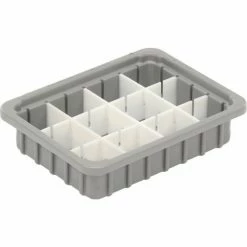 Deals 🎉 Dandux Dividable Stackable Plastic Box 50P0110024 - 11"L x 8"W x 2-1/2"H, Gray 🤩 -Containers shop 772010 02