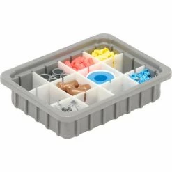 Deals 🎉 Dandux Dividable Stackable Plastic Box 50P0110024 - 11"L x 8"W x 2-1/2"H, Gray 🤩 -Containers shop 772010 03