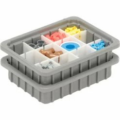 Deals 🎉 Dandux Dividable Stackable Plastic Box 50P0110024 - 11"L x 8"W x 2-1/2"H, Gray 🤩 -Containers shop 772010 04