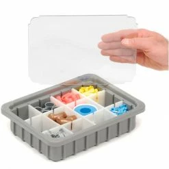 Deals 🎉 Dandux Dividable Stackable Plastic Box 50P0110024 - 11"L x 8"W x 2-1/2"H, Gray 🤩 -Containers shop 772010 06