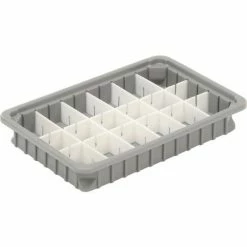 Best Sale ❤️ Dandux Dividable Stackable Plastic Box 50P0112024 - 16"L x 11"W x 2-1/2"H, Gray ⭐ -Containers shop 772020 02