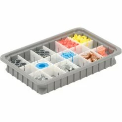 Best Sale ❤️ Dandux Dividable Stackable Plastic Box 50P0112024 - 16"L x 11"W x 2-1/2"H, Gray ⭐ -Containers shop 772020 03