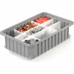 Deals 😀 Dandux Dividable Stackable Plastic Box 50P0110042 - 11"L x 8"W x 4-1/4"H, Gray 🛒 -Containers shop 772024 04