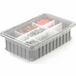 Hot Sale 🎉 Dandux Dividable Stackable Plastic Box 50P0110034 - 11"L x 8"W x 3-1/2"H, Gray 👍 -Containers shop 772024 06 3