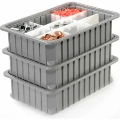 Hot Sale 🎉 Dandux Dividable Stackable Plastic Box 50P0110034 - 11"L x 8"W x 3-1/2"H, Gray 👍 -Containers shop 772024 08 3