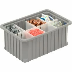 Buy 🧨 Dandux Dividable Stackable Plastic Box 50P0112070 - 16"L x 11"W x 7"H, Gray ❤️ -Containers shop 772030 03