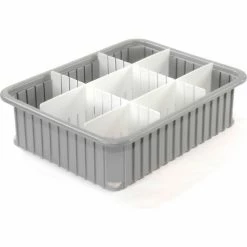 Cheapest 👍 Dandux Dividable Stackable Plastic Box 50P0224042 - 24"L x 11"W x 4-1/4"H, Gray 🤩 -Containers shop 772040 03 9