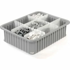 Flash Sale ❤️ Dandux Dividable Stackable Plastic Box 50P0114100 - 22-1/2"L x 17-1/2"W x 10"H, Gray ✔️ -Containers shop 772040 04 6