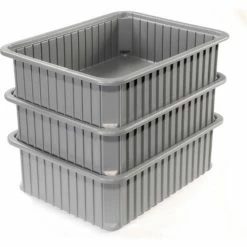 Cheapest 👍 Dandux Dividable Stackable Plastic Box 50P0224042 - 24"L x 11"W x 4-1/4"H, Gray 🤩 -Containers shop 772040 06 9