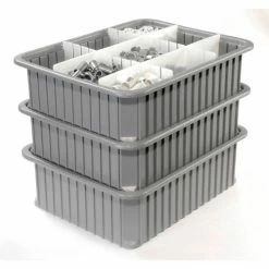 Brand new 👍 Dandux Dividable Stackable Plastic Box 50P0114070 - 22-1/2"L x 17-1/2"W x 7"H, Gray 😀 -Containers shop 772040 07 3