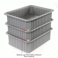 Flash Sale ❤️ Dandux Dividable Stackable Plastic Box 50P0114100 - 22-1/2"L x 17-1/2"W x 10"H, Gray ✔️ -Containers shop 772040 2wco 5