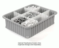 Flash Sale ❤️ Dandux Dividable Stackable Plastic Box 50P0114100 - 22-1/2"L x 17-1/2"W x 10"H, Gray ✔️ -Containers shop 772040 4wco 5