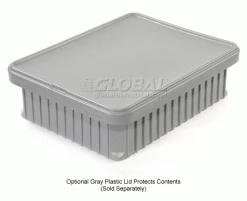 Flash Sale ❤️ Dandux Dividable Stackable Plastic Box 50P0114100 - 22-1/2"L x 17-1/2"W x 10"H, Gray ✔️ -Containers shop 772040 5wco 5