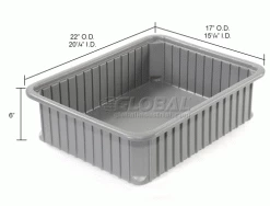 Best reviews of 🎁 Dandux Dividable Stackable Plastic Box 50P0114060 - 22-1/2"L x 17-1/2"W x 6"H, Gray ⭐ -Containers shop 772040 dim