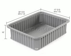 Flash Sale ❤️ Dandux Dividable Stackable Plastic Box 50P0114100 - 22-1/2"L x 17-1/2"W x 10"H, Gray ✔️ -Containers shop 772048 dim