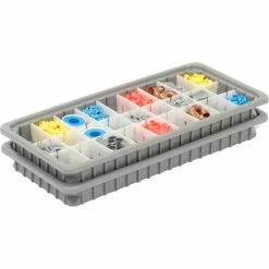 Coupon 😉 Dandux Dividable Stackable Plastic Box 50P0224024 - 24"L x 11"W x 2-1/2"H, Gray 🥰 -Containers shop 772055 04