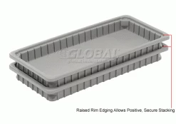 Coupon 😉 Dandux Dividable Stackable Plastic Box 50P0224024 - 24"L x 11"W x 2-1/2"H, Gray 🥰 -Containers shop 772055 2wco