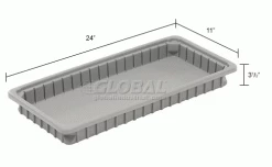 Coupon 😉 Dandux Dividable Stackable Plastic Box 50P0224024 - 24"L x 11"W x 2-1/2"H, Gray 🥰 -Containers shop 772055 dim