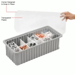 Best deal 🤩 Dandux Insert Cover 50B0224LI for Dividable Grid Stackable Box, 24"L x 11"W, Clear - Pkg Qty 6 😍 -Containers shop 772086 1wco