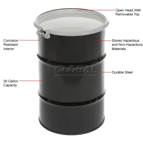 Discount 🛒 Global Industrial Carbon Steel Drum 30 Gallon Open Head with Epoxy Phenolic Lining 😍 10 Discount 🛒 Global Industrial Carbon Steel Drum 30 Gallon Open Head with Epoxy Phenolic Lining 😍 - Image 10