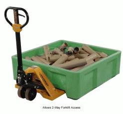Discount 🛒 Dandux Forkliftable Single Wall Skid Bulk Container 51-2141GREEN - 48" x 48" x 17-1/2", Green 👍 -Containers shop 809110GN 3wco