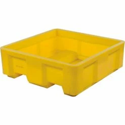 Best Pirce 🧨 Dandux Forkliftable Single Wall Skid Bulk Container 512165Y - 36" x 20" x 17-1/2", Yellow 🎉
