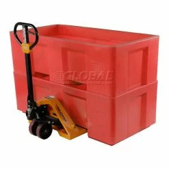 Coupon 🎁 Dandux Forkliftable Single Wall Skid Bulk Container 51-2175RD - 62" x 31" x 21", Red 🔔 -Containers shop 809111RD 06