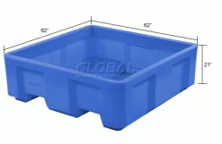Budget ⭐ Dandux Forkliftable Single Wall Skid Bulk Container 512177 - 62" x 62" x 21", Blue 🤩 -Containers shop 809116BL dim
