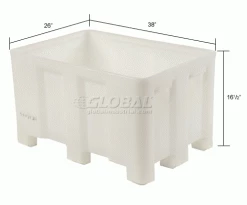 Flash Sale 🛒 Dandux Forkliftable Double Wall Skid Bulk Container 512110N - 36" x 26" x 16-1/2", White 👏 -Containers shop 809117WH dim