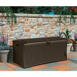Brand new โญ Suncast DBW7000 Resin Wicker Outdoor Storage Deck Box 71.7 Gallon 47-1/2"L x 23-1/2"W x 21-1/2"H ๐งจ