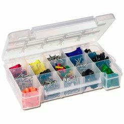 Discount ⭐ Akro-Mils Medium Clear storage case w/ 2 Dividers 05805, 11x7x2-3/8 - Pkg Qty 6 🎁