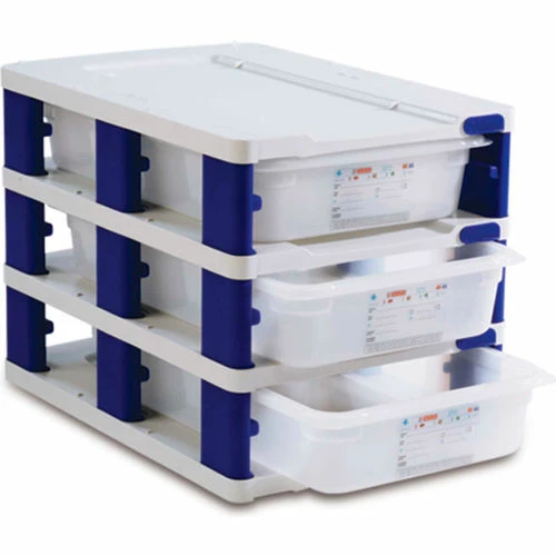 Outlet 🔥 Araven 18227 - Food Storage Container Tower, PP, Holds (3) 1/1 Size Containers, White & Blue 🤩 1 Outlet 🔥 Araven 18227 - Food Storage Container Tower, PP, Holds (3) 1/1 Size Containers, White & Blue 🤩