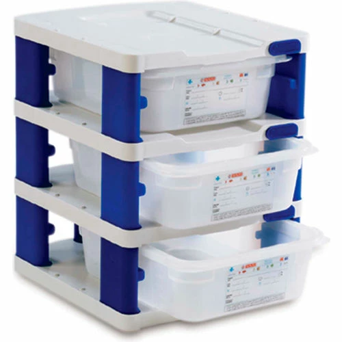 Wholesale ๐ Araven 18237 - Food Storage Container Tower, PP, Holds (3) 1/2 Size Containers, White & Blue ๐ 1 Wholesale ๐ Araven 18237 - Food Storage Container Tower, PP, Holds (3) 1/2 Size Containers, White & Blue ๐