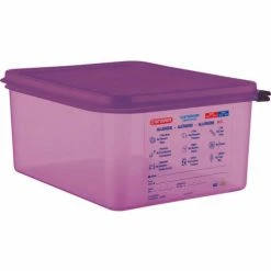 Best Sale 😍 Araven 61391 - Food Container, Anti-Allergen, W/Lid, Polypropylene, 10.5 Qt., 1/2 Size, Purple - Pkg Qty 6 ⌛