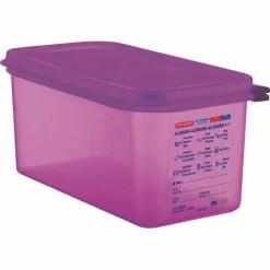 Best reviews of ✔️ Araven 61393 - Food Container, Anti-Allergen, W/Lid, Polypropylene, 6.3 Qt., 1/3 Size, Purple - Pkg Qty 6 😀