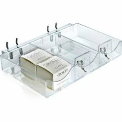 Discount 👏 Global Approved 225504 3 Section Tray W/Pushers & Tracks-9.125"W x 1.5"H x 5.8125"D- CLR 🥰 -Containers shop AZA 225504