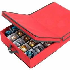 Cheap 🧨 Honey-Can-Do Holiday Large Adjustable Ornament Storage, Red/Pine Green - Pkg Qty 2 😀