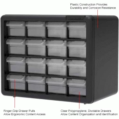 Budget 🥰 Akro-Mils Plastic Drawer Parts Cabinet 10116 - 10-1/2"W x 6-3/8"D x 8-1/2"H, Black, 16 Drawers 😉 -Containers shop B1603775 1wco