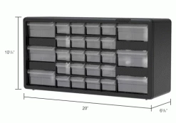 Promo 😍 Akro-Mils Plastic Drawer Parts Cabinet 10126 - 20"W x 6-3/8"D x 10-1/4"H, Black, 26 Drawers 🔔 16 Promo 😍 Akro-Mils Plastic Drawer Parts Cabinet 10126 - 20"W x 6-3/8"D x 10-1/4"H, Black, 26 Drawers 🔔 -Containers shop B1603777 dim