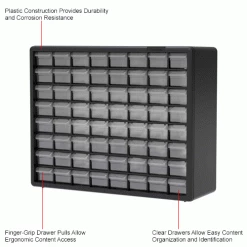 Brand new ❤️ Akro-Mils Plastic Drawer Parts Cabinet 10164 - 20"W x 6-3/8"D x 15-13/16"H, Black, 64 Drawers ✔️ -Containers shop B1603779IN 1wco