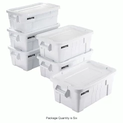 Flash Sale 😉 Rubbermaid 14 Gallon Brute Tote with Lid FG9S3000WHT - 27-1/2 x 16-3/4 x 10-3/4 - White - Pkg Qty 6 🌟 -Containers shop B2050495IN 3wco