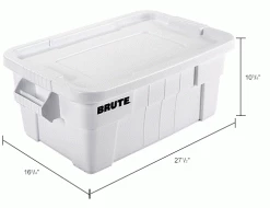 Flash Sale 😉 Rubbermaid 14 Gallon Brute Tote with Lid FG9S3000WHT - 27-1/2 x 16-3/4 x 10-3/4 - White - Pkg Qty 6 🌟 -Containers shop B2050495IN dim