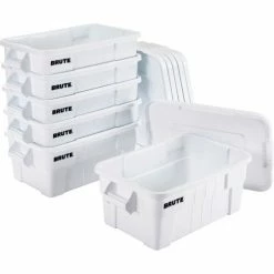 Flash Sale 😉 Rubbermaid 14 Gallon Brute Tote with Lid FG9S3000WHT - 27-1/2 x 16-3/4 x 10-3/4 - White - Pkg Qty 6 🌟 -Containers shop B2050495 03