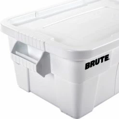 Flash Sale 😉 Rubbermaid 14 Gallon Brute Tote with Lid FG9S3000WHT - 27-1/2 x 16-3/4 x 10-3/4 - White - Pkg Qty 6 🌟 -Containers shop B2050495 05