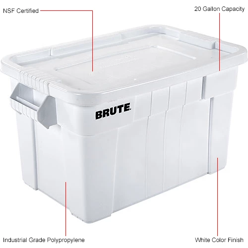 Promo 🛒 Rubbermaid 20 Gallon Brute Tote with Lid FG9S3100WHT - 27-7/8 x 17-3/8 x 15-1/8 - White - Pkg Qty 6 ⌛ 15 Promo 🛒 Rubbermaid 20 Gallon Brute Tote with Lid FG9S3100WHT - 27-7/8 x 17-3/8 x 15-1/8 - White - Pkg Qty 6 ⌛ - Image 15