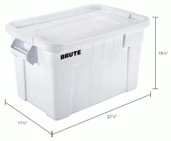 Promo 🛒 Rubbermaid 20 Gallon Brute Tote with Lid FG9S3100WHT - 27-7/8 x 17-3/8 x 15-1/8 - White - Pkg Qty 6 ⌛ 34 Promo 🛒 Rubbermaid 20 Gallon Brute Tote with Lid FG9S3100WHT - 27-7/8 x 17-3/8 x 15-1/8 - White - Pkg Qty 6 ⌛ -Containers shop B2050544IN dim