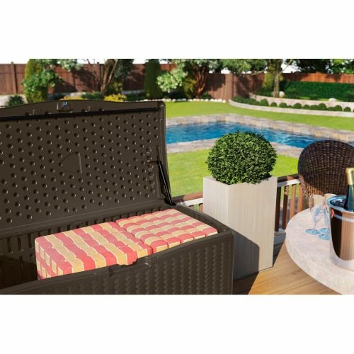 Top 10 ❤️ Suncast BMDB12000 Resin Wicker Outdoor Storage Deck Box 124 Gallon 52-3/4"L x 29"W x 26"H Java ❤️ 4 Top 10 ❤️ Suncast BMDB12000 Resin Wicker Outdoor Storage Deck Box 124 Gallon 52-3/4"L x 29"W x 26"H Java ❤️ - Image 4